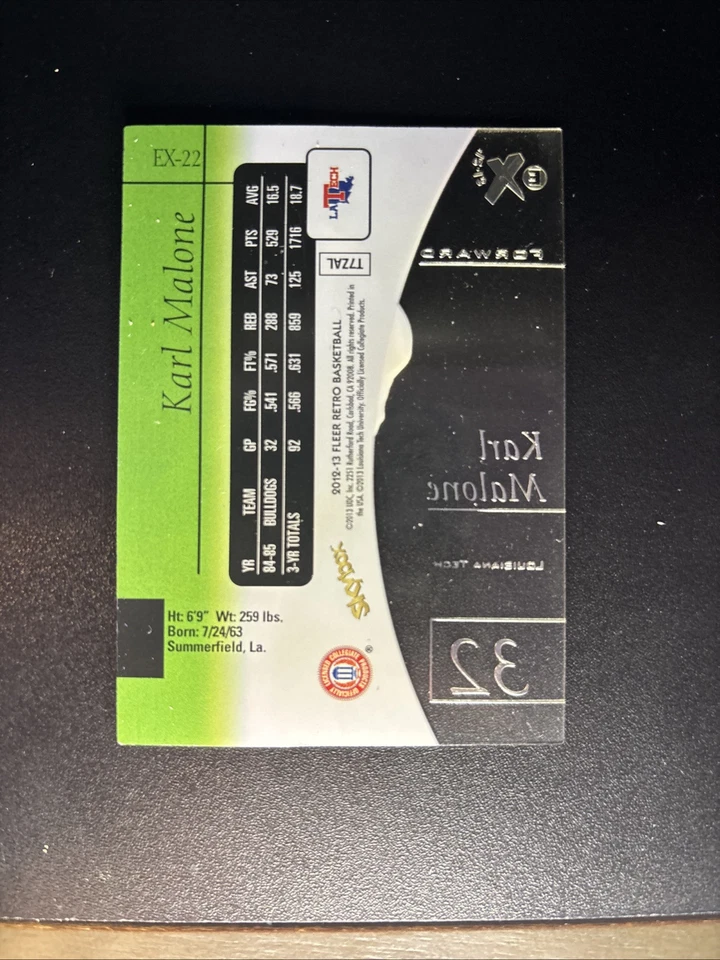Karl Malone 2012-13 Fleer Retro 1997-98 E-X 2001 EX-22 - Image 4 of 4
