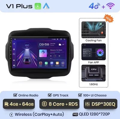 Autoradio Jeep Renegade 2016-2020 4G+64GB CarPlay-AndroidAuto Wireless 4G+WIFI - Photo 1/4