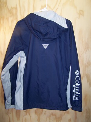 Columbia PFG Men's Blue Nylon Fishing Jacket Hooded Omni Tech