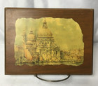 Cathedral in Venice Picture on Lacquered Wood Wall Hanging Plaque 6" x 8"