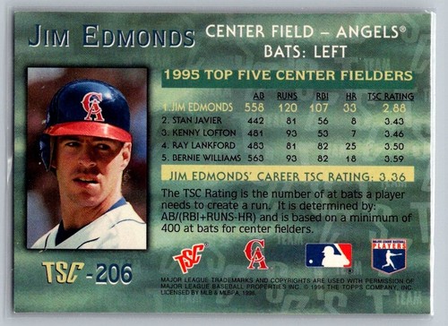 1996 Stadium Club Jim Edmonds #206 - Picture 2 of 2