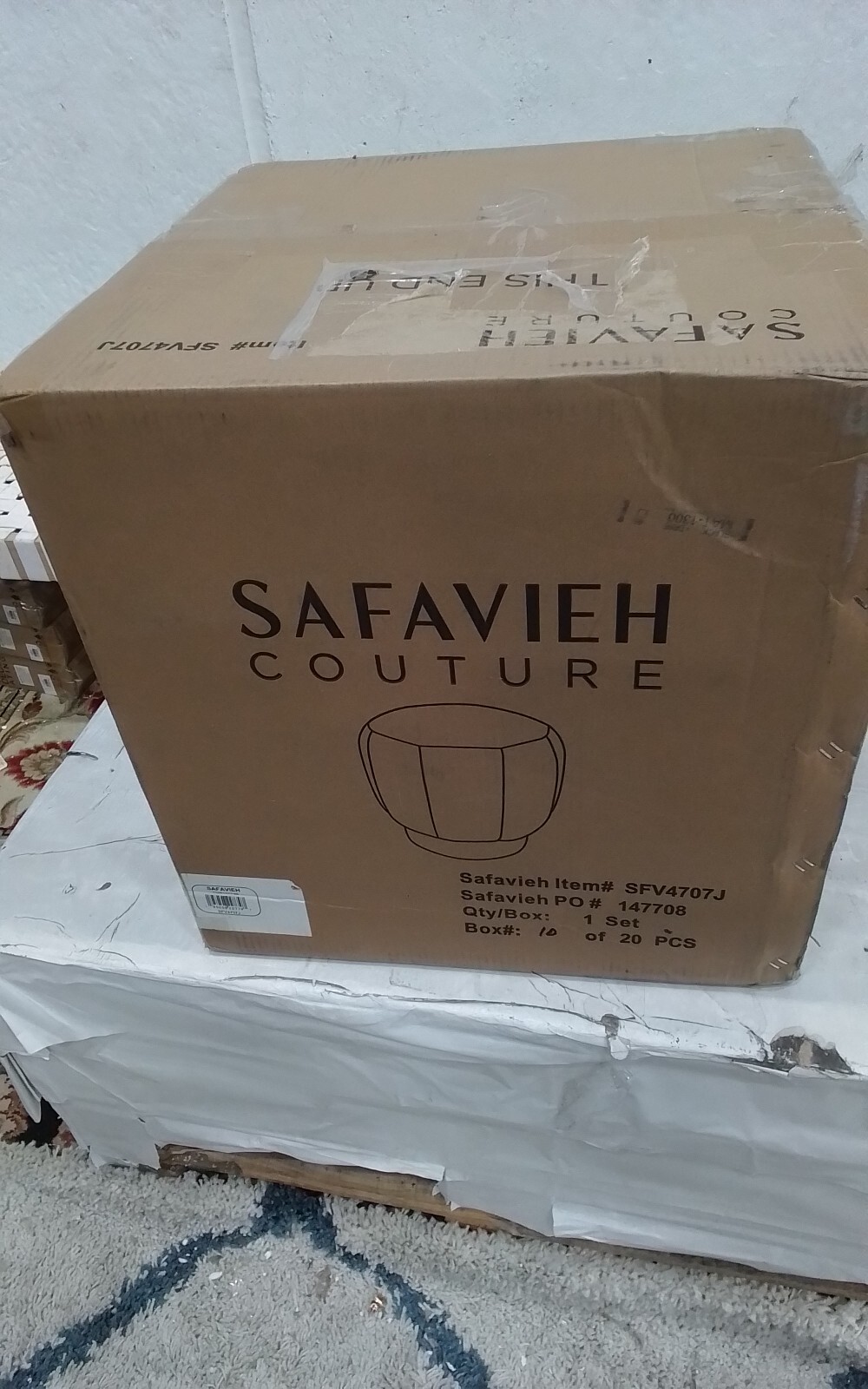 Safavieh MAXINE CHANNEL TUFTED OTTTOMAN, Reduced Price 2172751715 SFV4707J