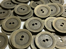 European Classic Wide Rim Metal Button Vintage Brass Finish 13 15 18 23mm 2hole