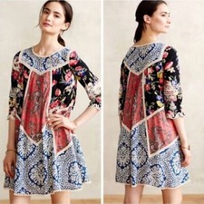 Anthropologie Vanessa Virginia Inez Swing Dress 6 Boho City Casual Pattern Block