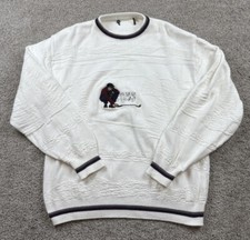 Vintage Mens Sweater Extra Large Tall Embroidered Golf Preppy Grandpa USA Made