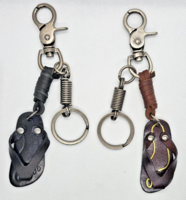 Tailor Brando Vegetable Tanned Cowhide & Retro Motorcycle Style Metal Keychain L
