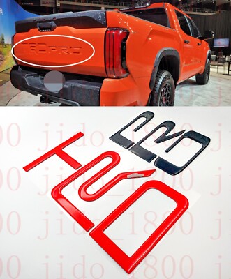 Fit 2022 2023 Toyota Tundra TRD PRO Red  Black Domed Tailgate Letters Inlay