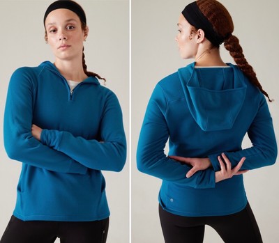 NWT Athleta Altitude Polartec  Hoodie Sweatshirt Plus 3X 24W 26W Dark Lapis Blue