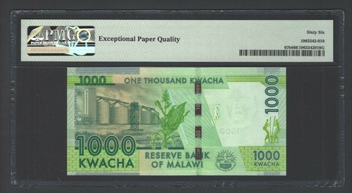 Malawi 1000 Kwacha 2016 P67b Uncirculated Graded 66 - Afbeelding 2 van 2