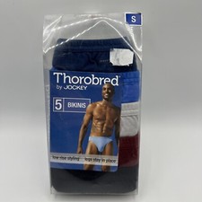 Jockey Thorobred Bikini Underwear 5 Pair Multicolor Mens Small Low Rise Briefs
