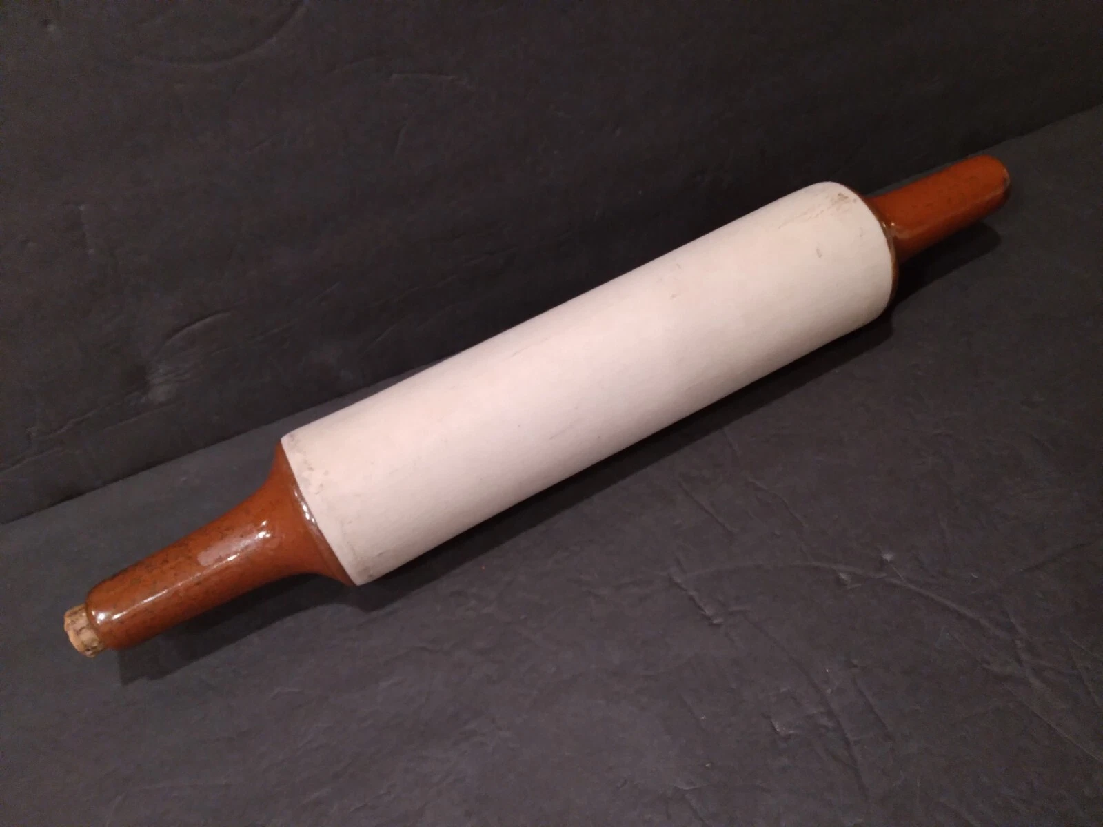 Antique Stoneware Water-Filled Rolling Pin ~Bisque finish 17"