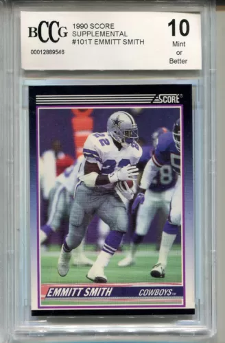 1990 Score Emmitt Smith Rookie Card Beckett Graded BCCG 10 Supplemental 101T