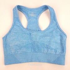 1 Pc Woman Seamless Sports Bra Light Blue Medium Support Running Racerback