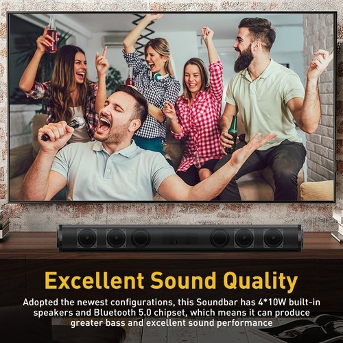 23'' Wired Wireless Bluetooth 5.0 TV Soundbar Subwoofer Theater Surround Speaker - Picture 3 of 11