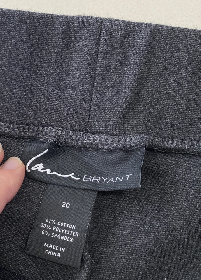 Leggings Lane Bryant para mujer grises negros plisados a rayas cremallera lateral tobillo Plus 20 Foto 3 de 4