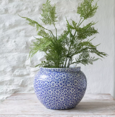 Blue & White Plant Pots, Chunky Crackle Glaze Geometric Star Navy Pots,  Athena | eBay