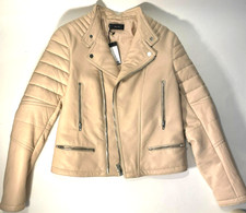 Joseph - Womens Leather Biker Jacket - Size 40 - Beige Tan