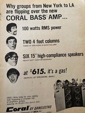 Coral Bass Amplifiers, Danelectro, Full Page Vintage Print Ad, hp