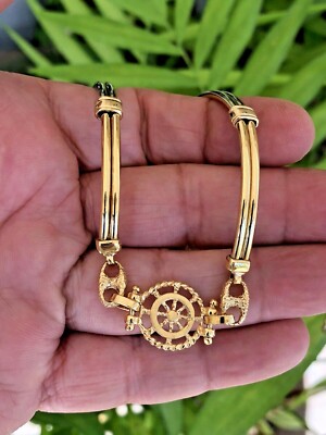 18KY Gold hergestellt italienisches Helmschiff Marine Seemann Quarter Master stilvoll einzigartig BRLCT