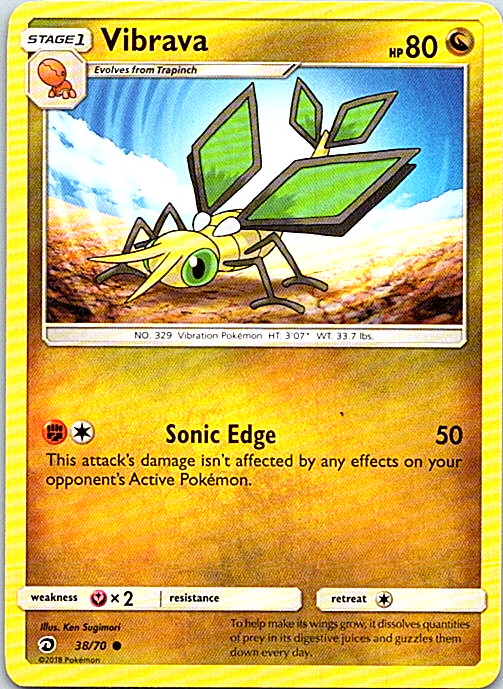 Vibrava 38/70 Regular Pokemon Dragon Majesty Light Play