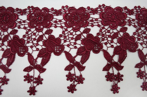 4.5" Coral Pink Lime 19 Colors Dangling Floral Venice Lace Trim Guipure By Yard - Picture 6 of 20