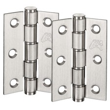 Brushed Stainless Steel Door Hinges - Washered Type - 3 Inch / 75mm (Pair)