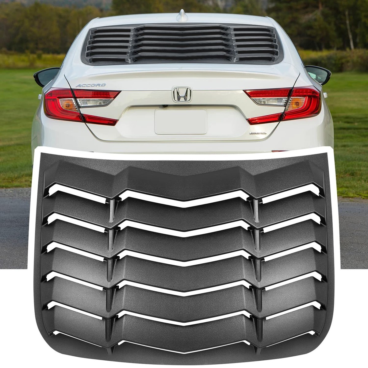 Rear Window Louver Sun Shade For 2018-2022 Honda Accord Sedan - Matte Black ABS, OEM Fit, 3M Tape Install