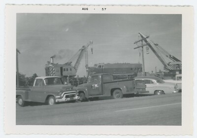 Vintage Photo Car Train Derailment Portales, New Mexico 1957 Crash #2
