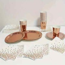 80pcs, Rose Golden Birthday Decoration Disposable Tableware MCG52014