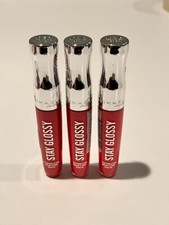 3 PACK RIMMEL STAY GLOSSY LIP GLOSS 150 CLARIDGE S RUBY .18 oZ EA .54 oZ TOTAL