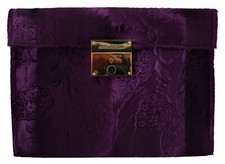 DOLCE & GABBANAPurple Velvet Leather Women Document Briefcase Bag