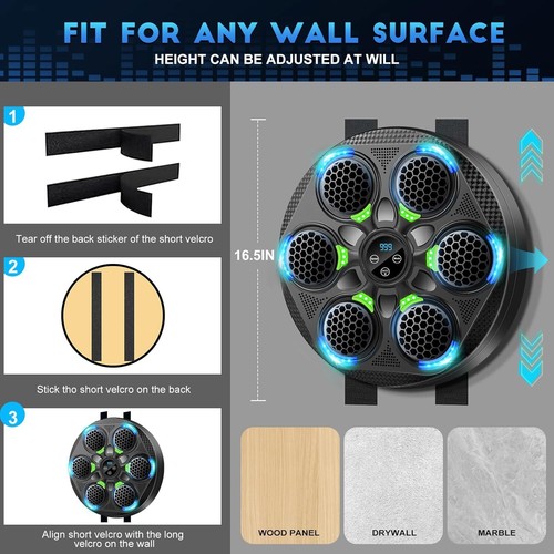 Music Boxing Machine Smart Bluetooth Punching Machine Wall Mounted with Gloves - Picture 5 of 14