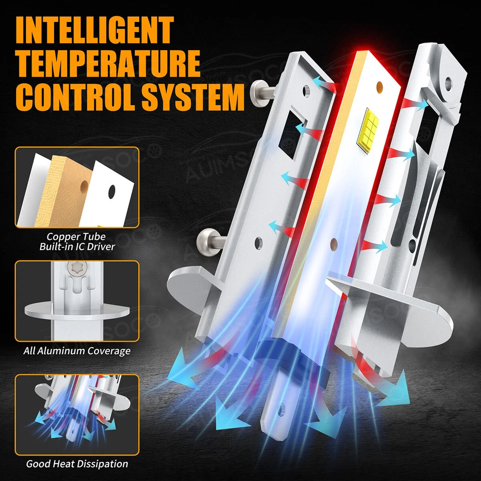 H1 Combo 400W 60000LM LED Faro Alto Bajo Kit Bombillas Blanco 6000K 2X Foto 3 de 4