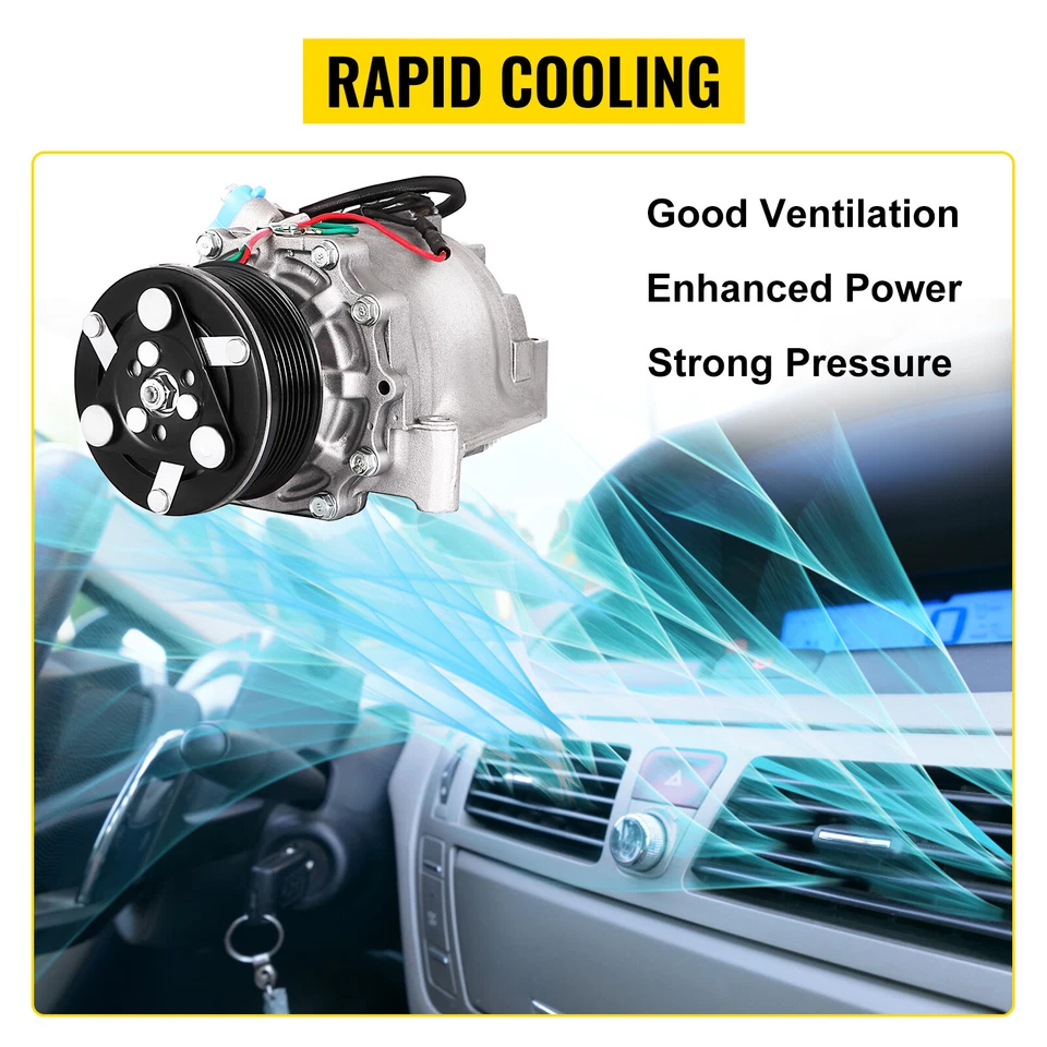 VEVOR AC A/C Compressor w/ Clutch for Honda Civic 1.8L 2006-2011 Foto 3 de 4