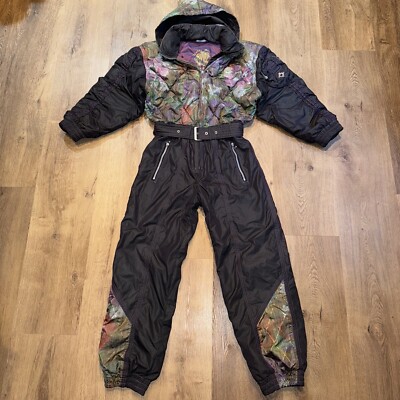 Vintage Luhta Ski Suit One Piece Snowsuit Snow Bunny Bib Retro 80s 90s Womens 8