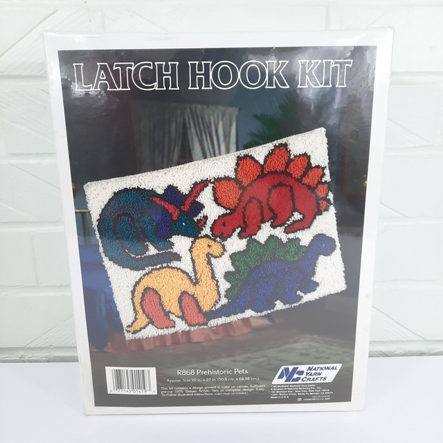 1986 Prehistoric Pets Dinosaurs National Yarn Crafts Latch Hook Kit