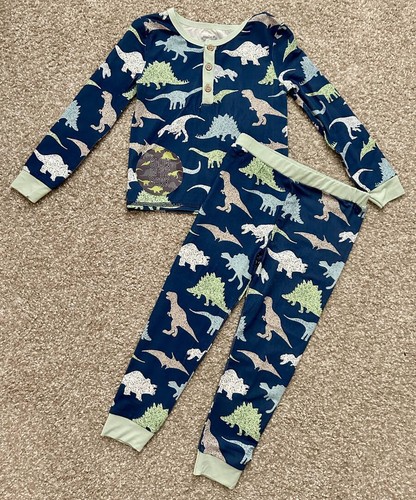 Mud Pie Toddler Boys NWT Glow-in-the-Dark Dinosaur Two-Piece Pajamas 3T