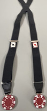 Casino Suspenders Ace Cards Poker Night Chips Black Las Vegas Vacation Good Luck