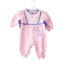 Vintage Healthtex baby girl pink purple romper I love the Zoo 6 months