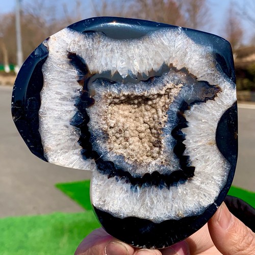 271GNatural BlackAgate heart Chakra Treatment EnergyGeneratorSpiritual - Picture 12 of 20