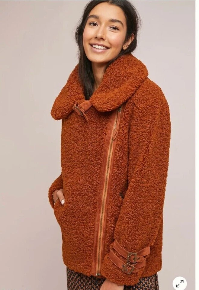 Chaqueta Anthropologie Pequeña Rust Marrakech Sherpa Moto/Motociclista $268