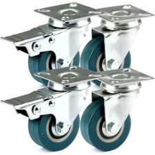 4 x Heavy Duty 75mm PU Swivel Castor Wheel 400KG Trolley Furniture Caster Rubber
