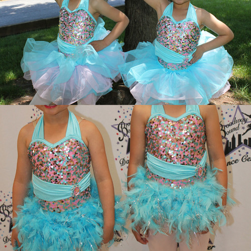 Costume Gallery 2 in 1 COSTUME Girls 5 6 Sequin Tutu Skirt Blue Ballet Tap Dance