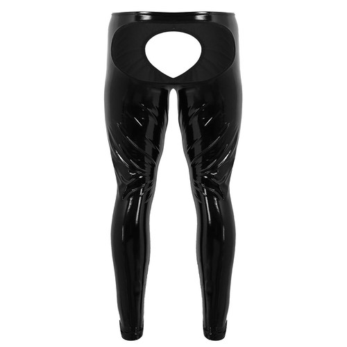 Herren Wetlook Leggings Mit Offenem Schritt | Latex Lederoptik Hose Für Motorrad & Club