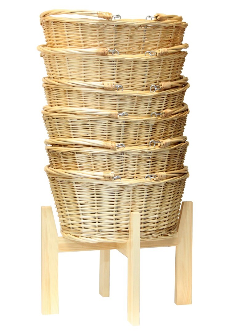 Wicker Shopping Baskets Folding Handles & Wooden Shopping