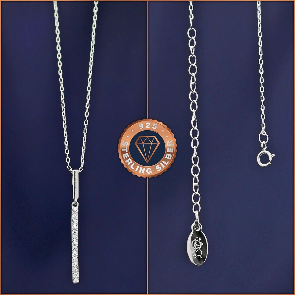 Zirkonia-Stab-Halskette, echt 925 Sterling-Silber im Etui, Weihnachtsgeschenk - Bild 3 von 4