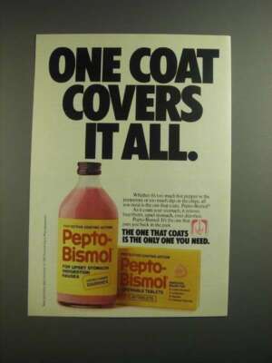 1984 Pepto-Bismol Medicine Ad - One Coat Covers It All