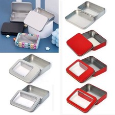 Metal Rectangular Empty Hinged Tins Mini Portable Box Containers Small Storage