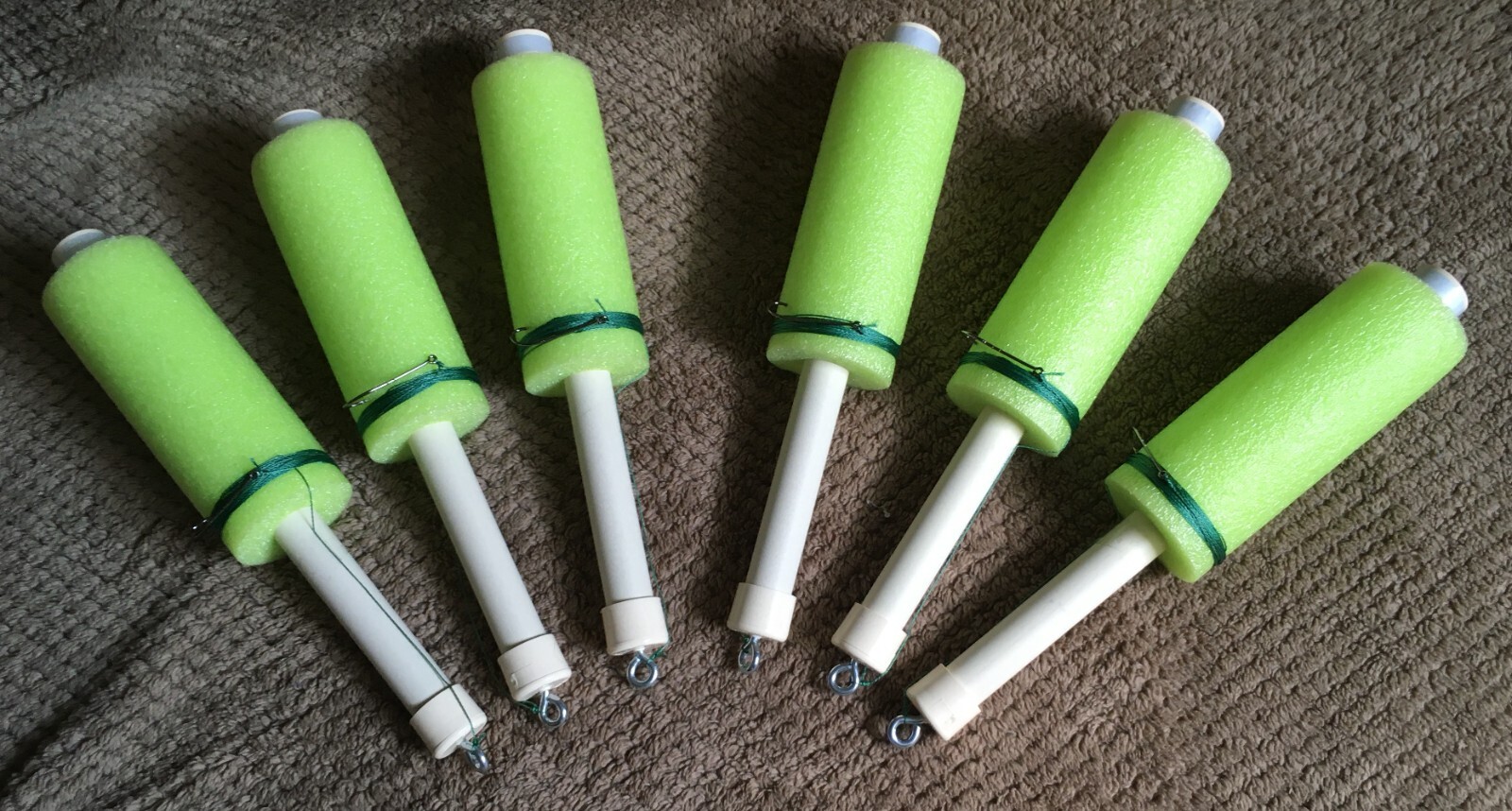 CAJUN Catfish Noodle fishing Jugs Lime Green lot of 6 "Weighted" eBay