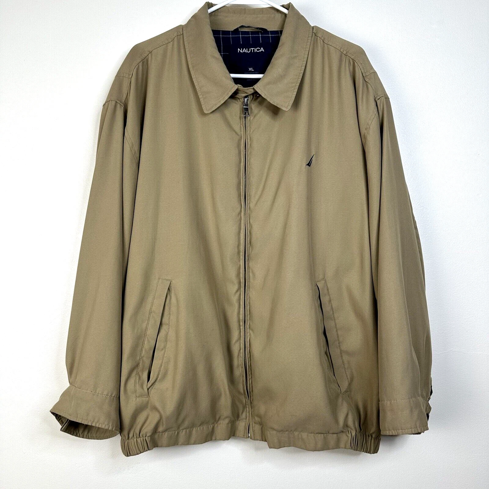 Nautica Khaki Tan Lightweight Beige Long Sleeve Windbreaker Jacket Men's XL
Opens in a new window or